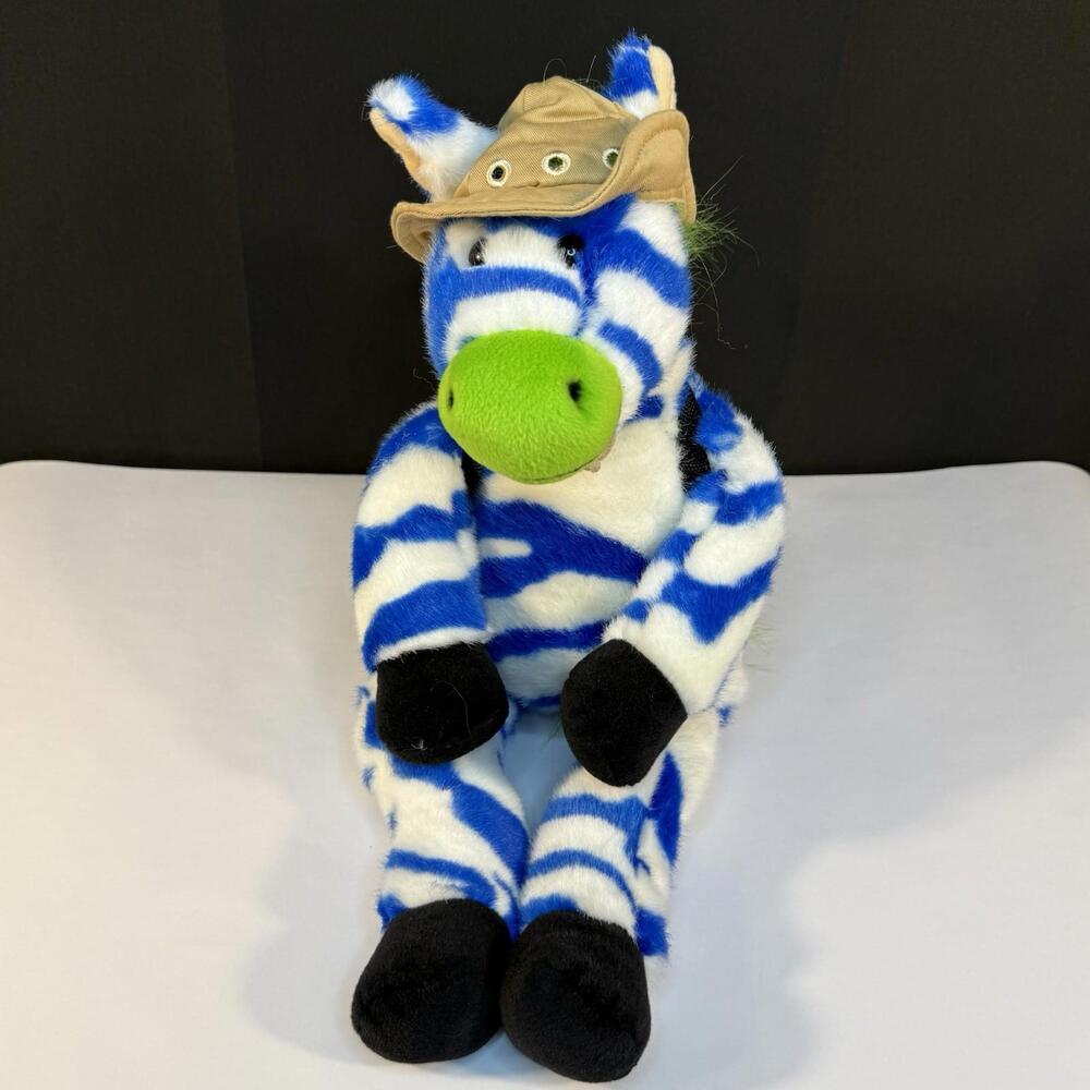 20" Vintage 1998 Zany Brainy Zipes Zebra Plush Toy W/ Baby Zebra